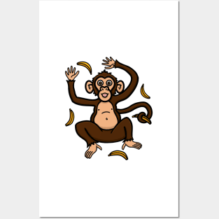 Monkey throwing Bananas design- Going bananas Posters and Art